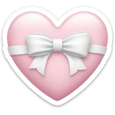 Pastel pink heart with white bow sticker