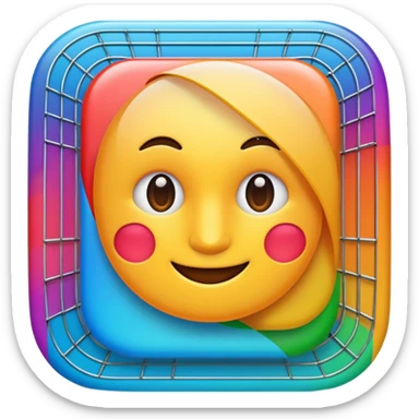 overlapping images, one realistic and one digital grid sticker