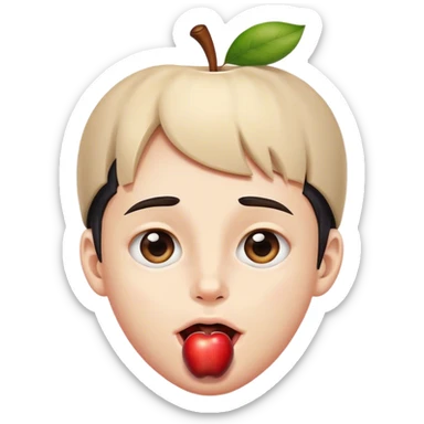 Levi with apple on head tongue poking out  sticker