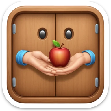 Design an Apple-style emoji of a hand knocking on a wooden door. Realistic shading, soft gradients, rounded shapes, high resolution, transparent background. sticker
