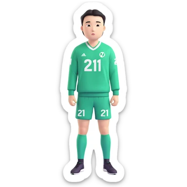 llustrate Cho Sang-woo (Player 218) in green tracksuit with the number 218 bold on the chest & sleeves. sticker