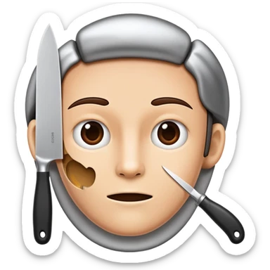 speaking face merged with kitchen knife, split down the middle sticker