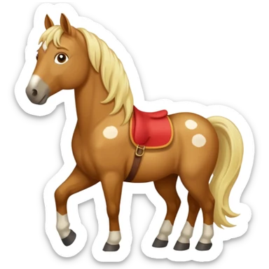 a brown horse with white spots and blond mane sticker
