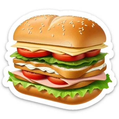 sandwich with turkey, lettuce, pickles, mayonnaise, and tomatoes side view sticker