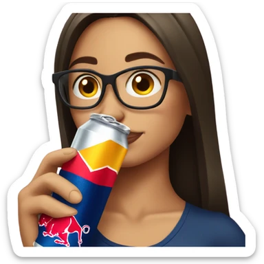 Brunette woman Drinking Red Bull sticker