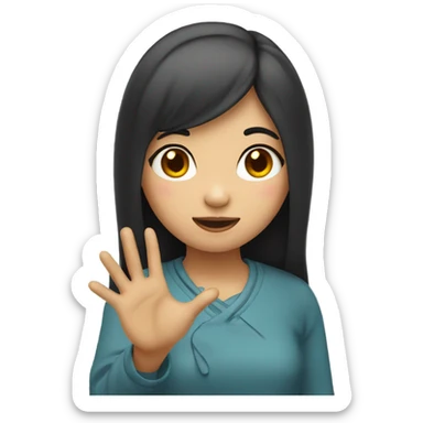 Asian girl giving heart sign sticker