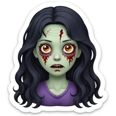 A girl zombie with long black wavy hair  sticker