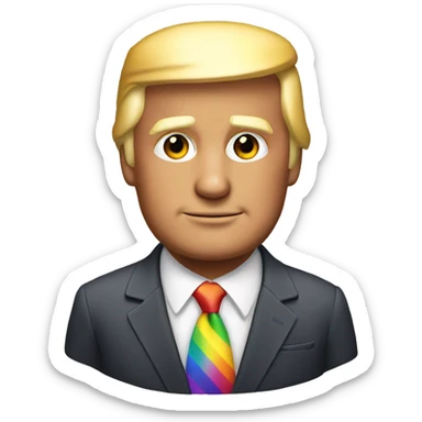 Donald Trump in a rainbow suit sticker