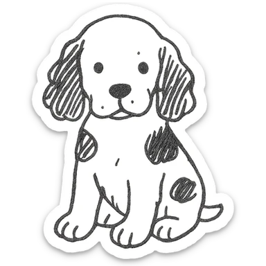 black and white Russian Cocker Spaniel puppy sticker