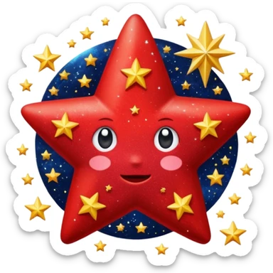 red star glitter space sticker