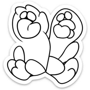 four cartoon style puppy paws, each with a white heart on the pad sticker