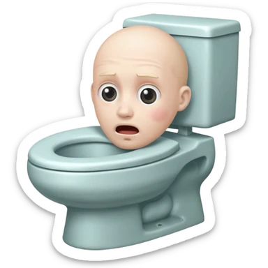 Toilet with head popping out of it sticker