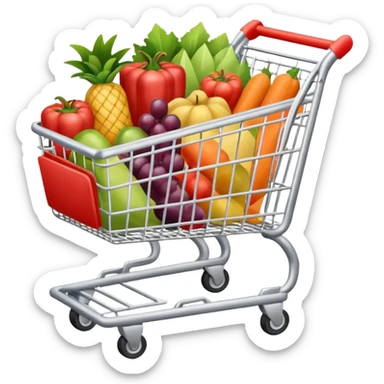 shopping cart silver with stuff sticker