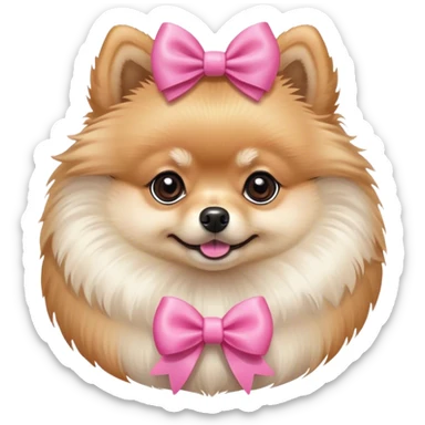 pomeranian dog with pink bow sticker