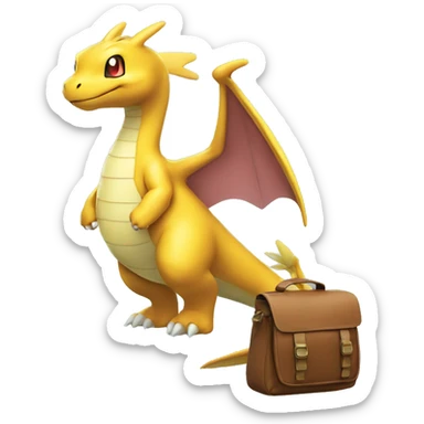 Pokemon #149 Dragonite with messenger bag  sticker