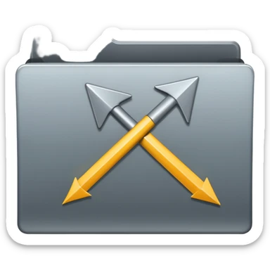 directory folder with a bold upward arrow above it, clear and simple sticker