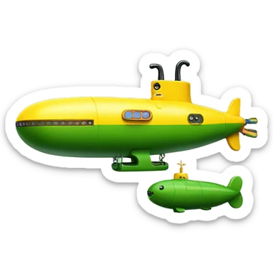 yellow submarine with green torpedo sticker