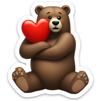Bear hugging heart sticker