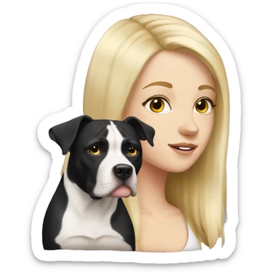 Dog black pitbull with a white girl blonde long hair sticker