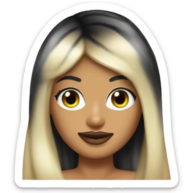 Tanned woman with long black hair, dressed in y2k Paris Hilton hair, makeup, and neon attire sticker