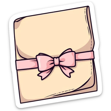 parchment tied with a pastel pink bow sticker