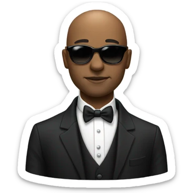 Black bald man with sunglasses in tuxedo  sticker