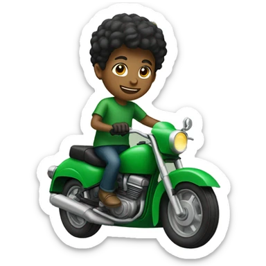Boy on a green motorcycle sticker