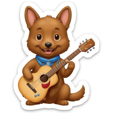 happy dog playing guitar sticker
