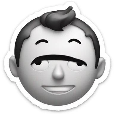 , a black and white cartoon guy with pointy ears made out of ink with a giant ink machine sticker