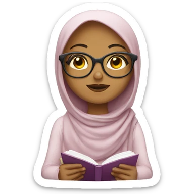 Muslim-girl-reading-with-glasses sticker