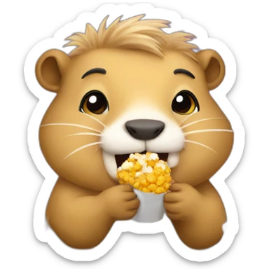 Cappybara Eating popcorn sticker