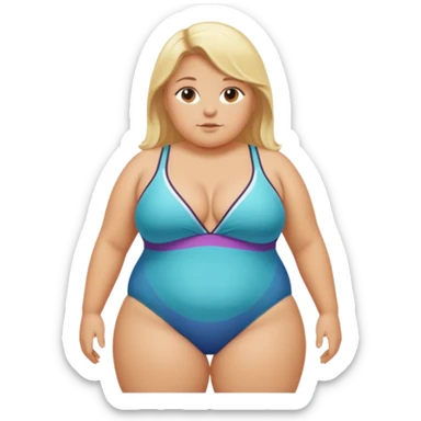 Obese blonde beach  sticker