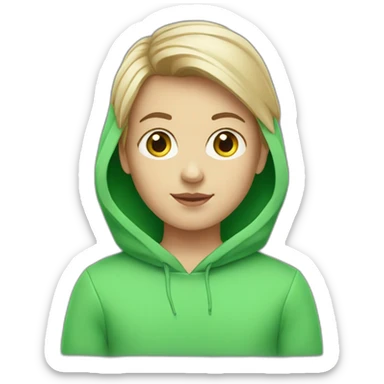 White-Girl-with-boy-haircut-and-green-hoodie sticker