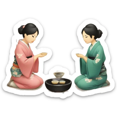 Tea ceremony in Japanese house  sticker