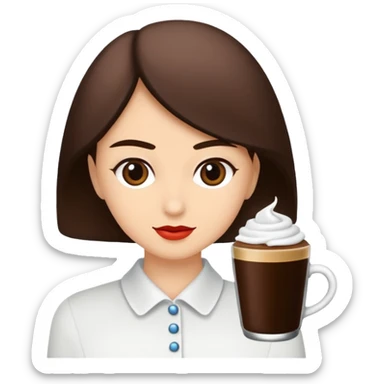 Koyu kahverengi kelebek model saçları olan buğday tenli bir kız sticker