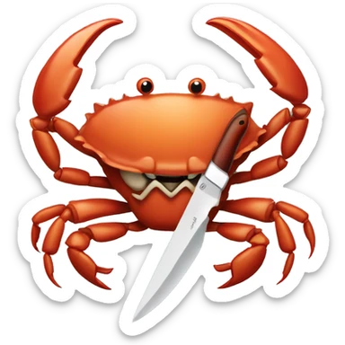 Crab holding a knife sticker