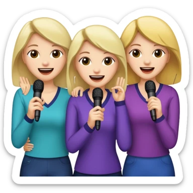 3 amigas en un karaoke cantando todas blancas de piel sticker