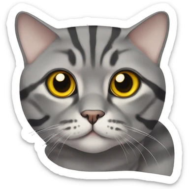 Scottish fold-eared grey striped cat with yellow eyes sticker