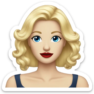 blonde hair blue eye woman with red lipstick sticker