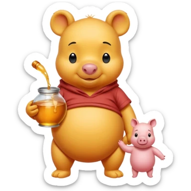 winnie the pooh whole body with honey and Piglet sticker