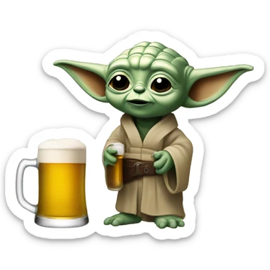 Bebe yoda qui bois une biere sticker