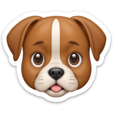A 3D emoji of a cute Boxer dog in Apple style. The dog has a short snout, floppy ears, big round eyes, and a friendly expression. Smooth, glossy, minimal Apple-style rendering, isolated on a white background.





 sticker