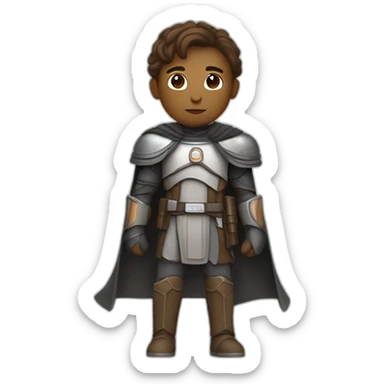 A determined and heroic Star Wars figure, bedecked in a cape and armor, ready to take on any challenge in a starry and mysterious galaxy. sticker