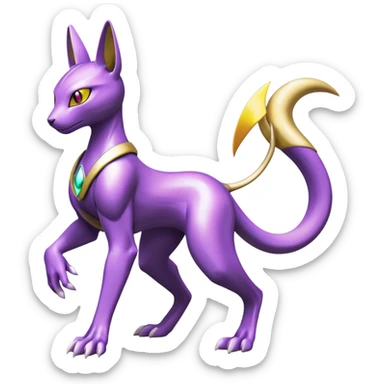 Colorful Shiny Futuristic Mewtwo-Renamon-Anubis-fusion full body sticker