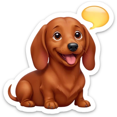 Cinematic Cute Yawning Red Dachshund Portrait Emoji, Head tilted slightly with a dramatic, wide-open yawn, showcasing a smooth red coat with a subtle luster, floppy ears slightly drooping, round brown eyes barely open in drowsy contentment, Simplified yet irresistibly adorable features, highly detailed, glowing with a soft, cozy glow, high shine, relaxed yet expressive, stylized with a touch of whimsy, bright and endearing, soft glowing outline, capturing the essence of a sleepy yet affectionate companion, so drowsy it feels like it could stretch right out of the screen and curl up for a nap! sticker