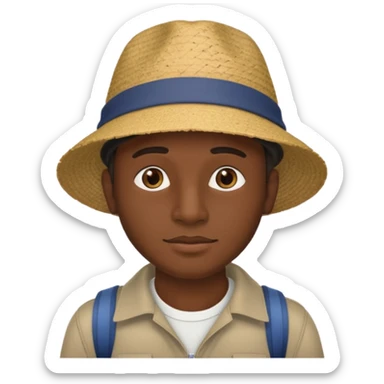 Visage homme créole réunionnais avec chapeau arrive avion sticker