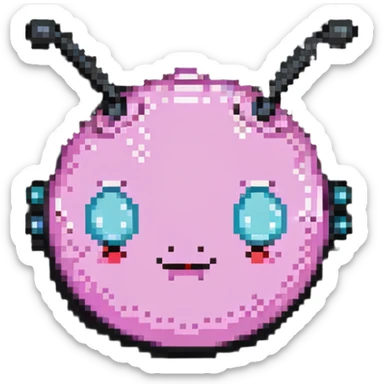 Majin Buu from Dragon Ball Z, pink round character, antenna on head, cute facial expression sticker