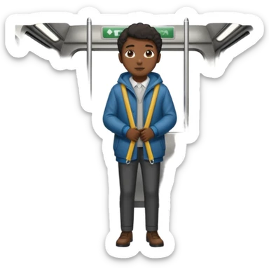 Rider holding grab bar,Metro Riders, inside metro train, no transparent, with background,full image , negative transparent. sticker