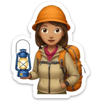 Woman + lantern,Mountain Campers. sticker
