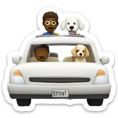 Road trip with two people and white dog in car sticker